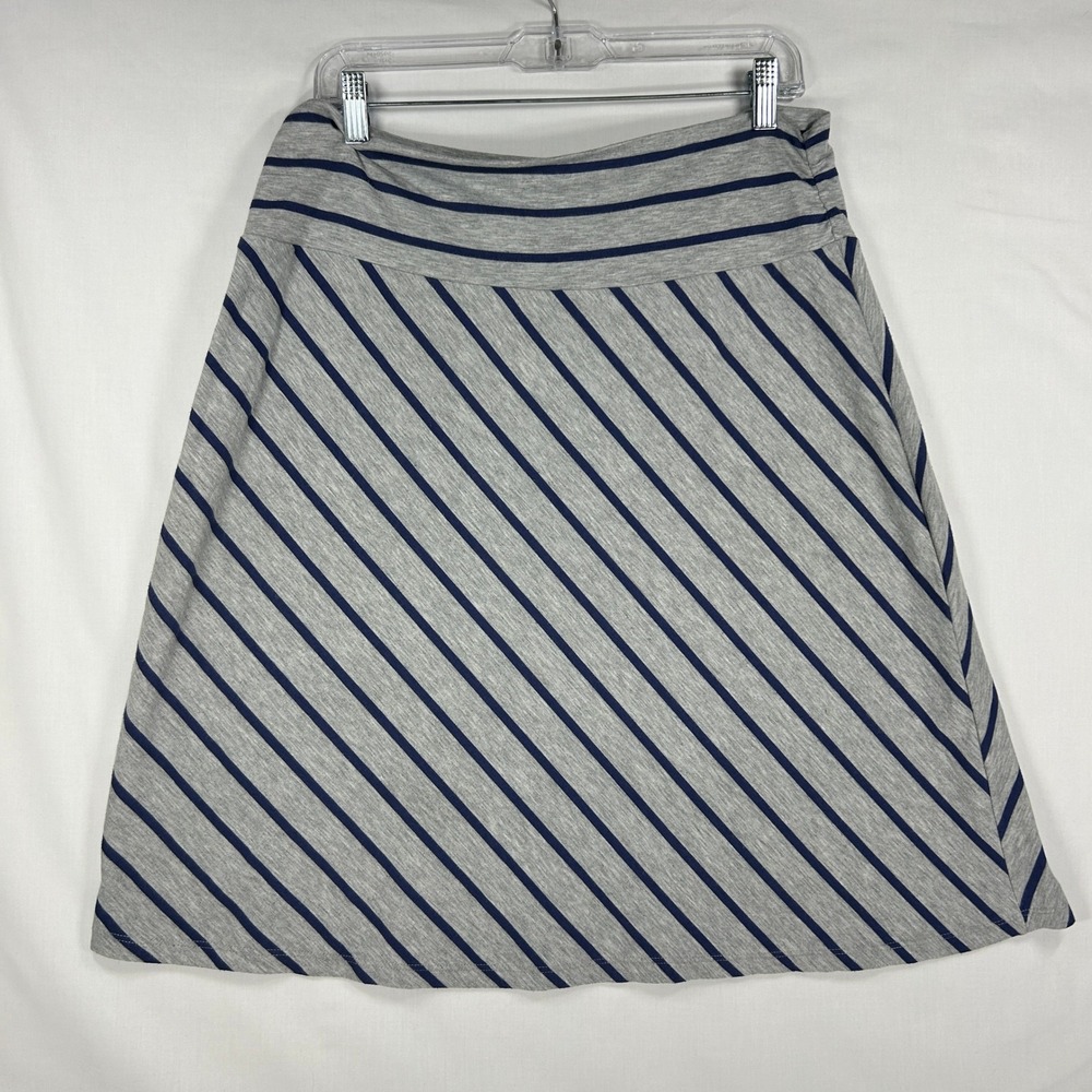 Y2K Faded Glory Gray Navy Striped Skirt Size L (12-14)